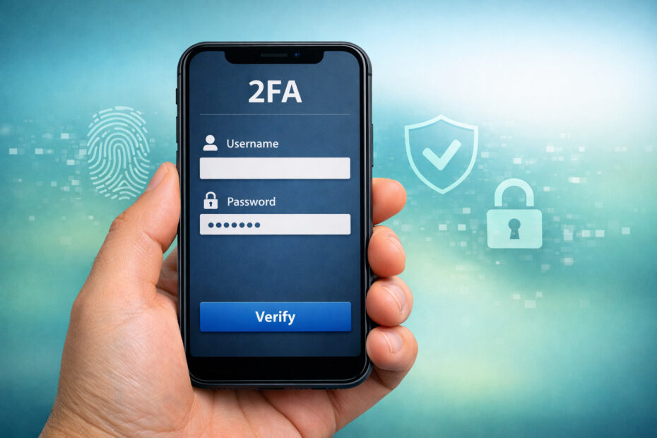 Un movil mostrando una pantalla de login y verificacion en dos pasos 2FA
